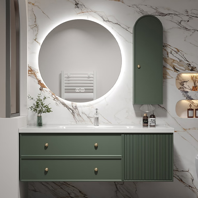 How does a natural oak bathroom cabinet safeguard a healthy bathroom space with green craftsmanship?